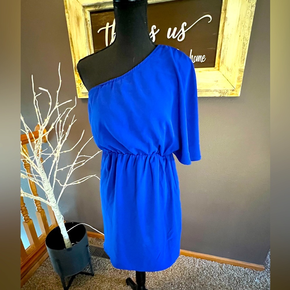SHEIN Vibrant Blue One-Shoulder Dress